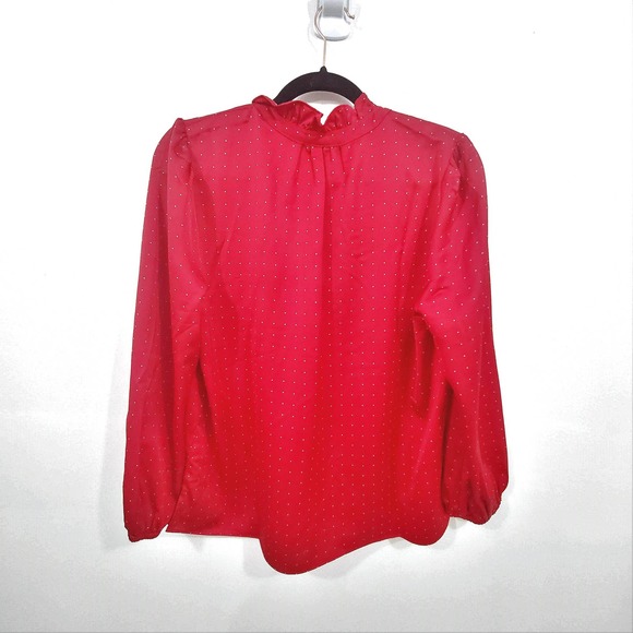 J.Crew Drapey tie-neck ruffle top in microdot BC962 Women's Size M - Picture 7 of 8